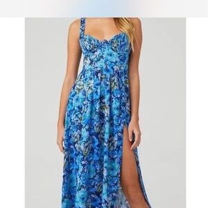 Floral Blue Midi Dress